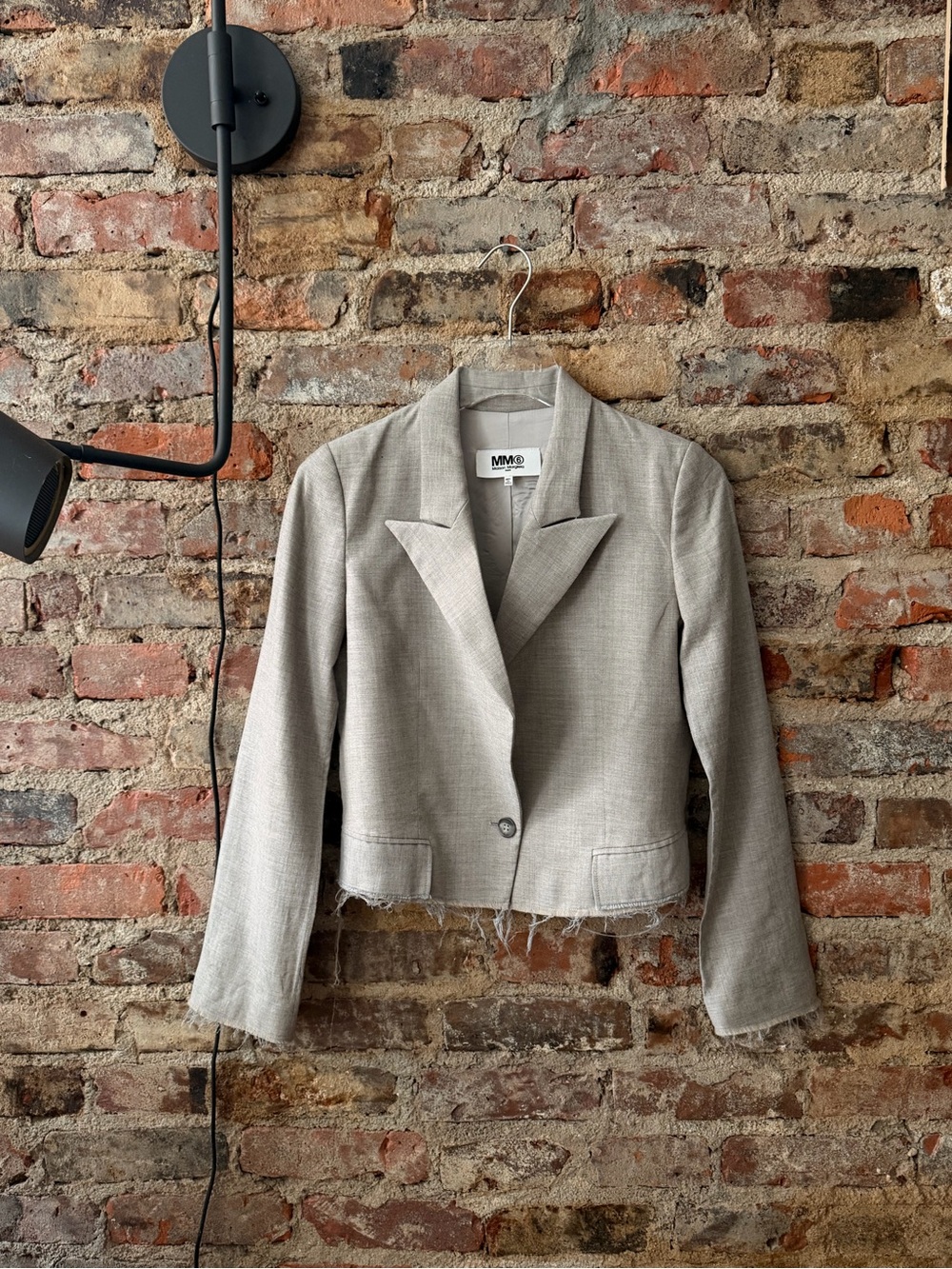 MM6 Maison Martin Margiela Cropped Light Gray Tailored Blazer